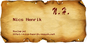 Nics Henrik névjegykártya